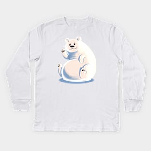 Happy waving polar bear Kids Long Sleeve T-Shirt